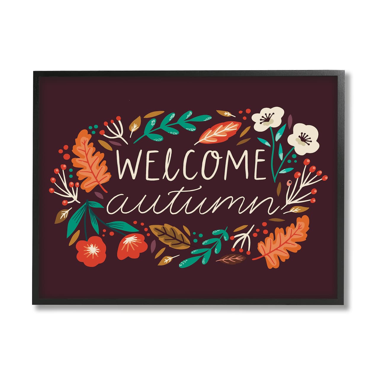 Stupell Industries Welcome Autumn Fall Botanicals Framed Giclee Art